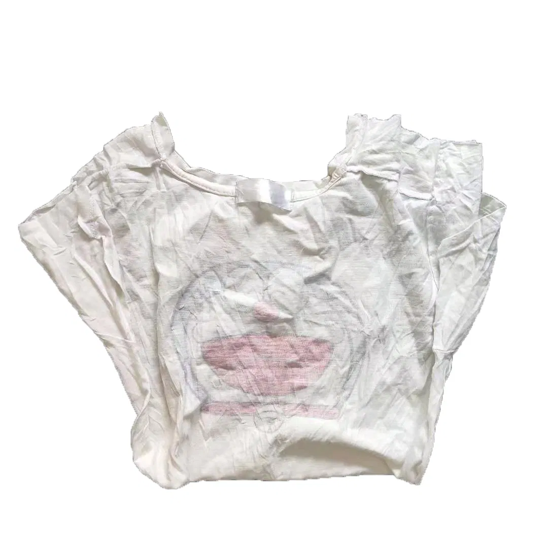 White T-Shirt No Logo Print Waste Cleaning Cloths Industrial Machine Cleaning Rags