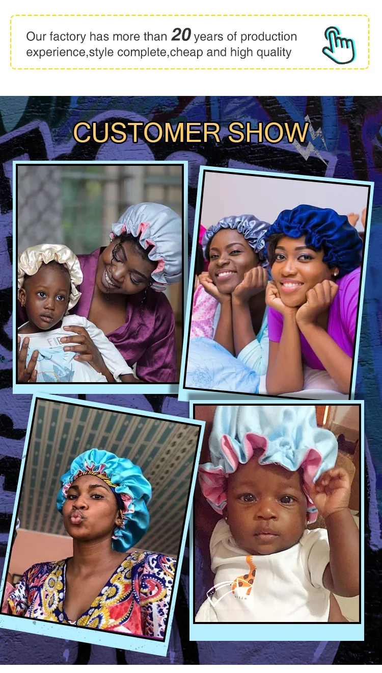 Wholesale Women Hair Bonnet Ankara Designer Bonnets Custom Logo Satin Bonnet