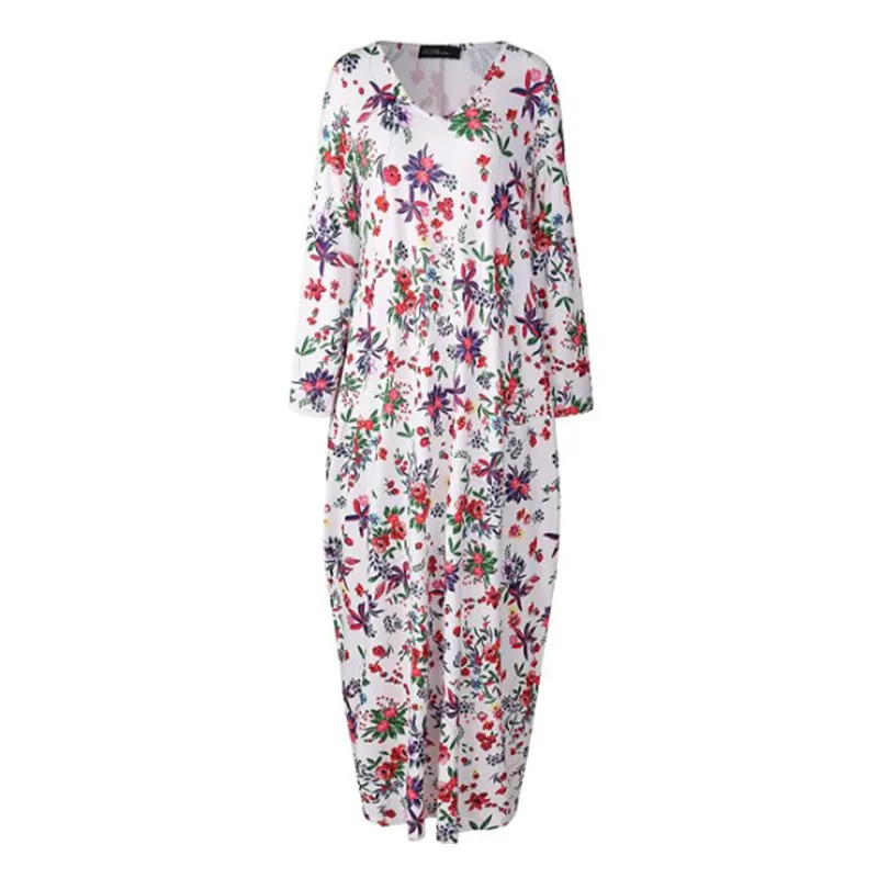 Women Maxi Dress Sexy V Neck Sleeveless Floral Print Sundress