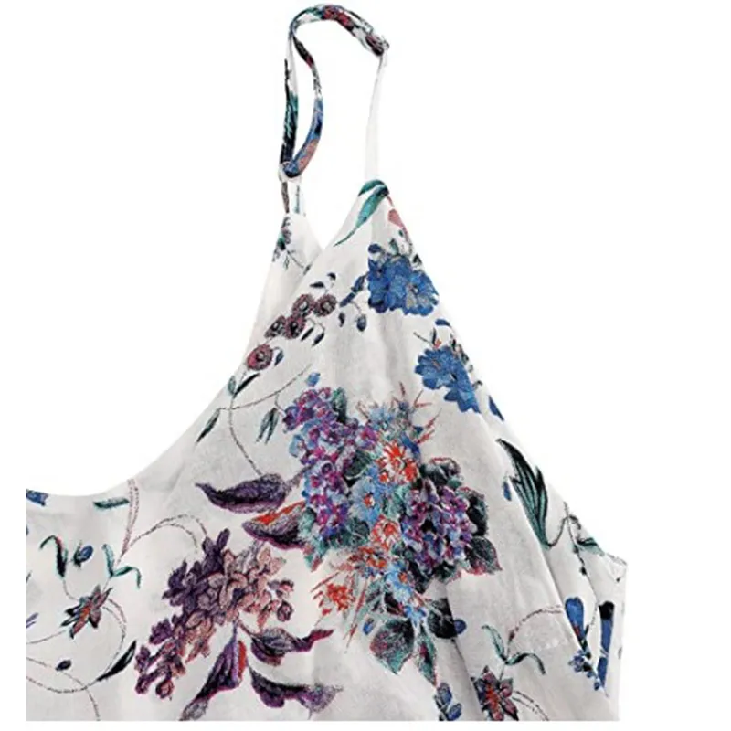 Women Maxi Dress Sexy V Neck Sleeveless Floral Print Sundress