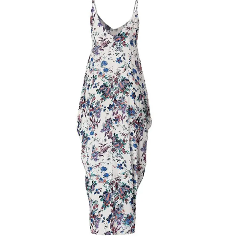 Women Maxi Dress Sexy V Neck Sleeveless Floral Print Sundress