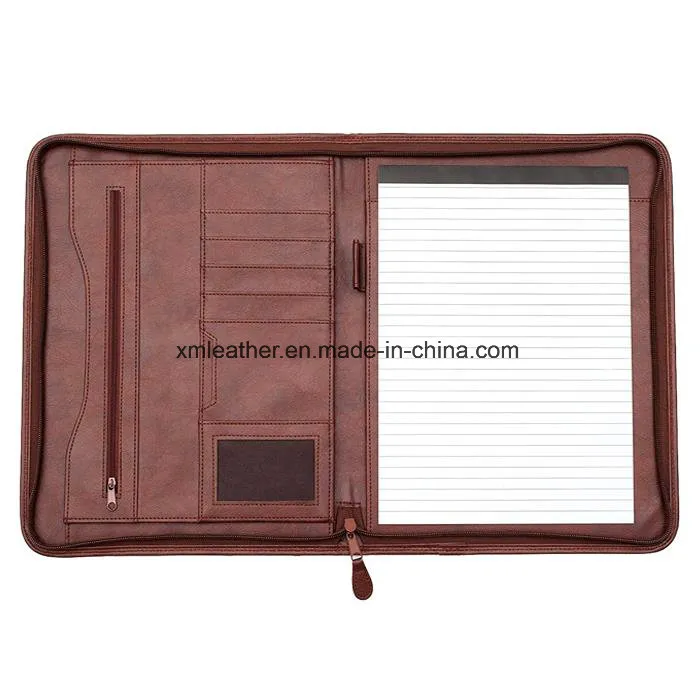 Zip Business PU File Folder Portfolio A4 Leather Compendium